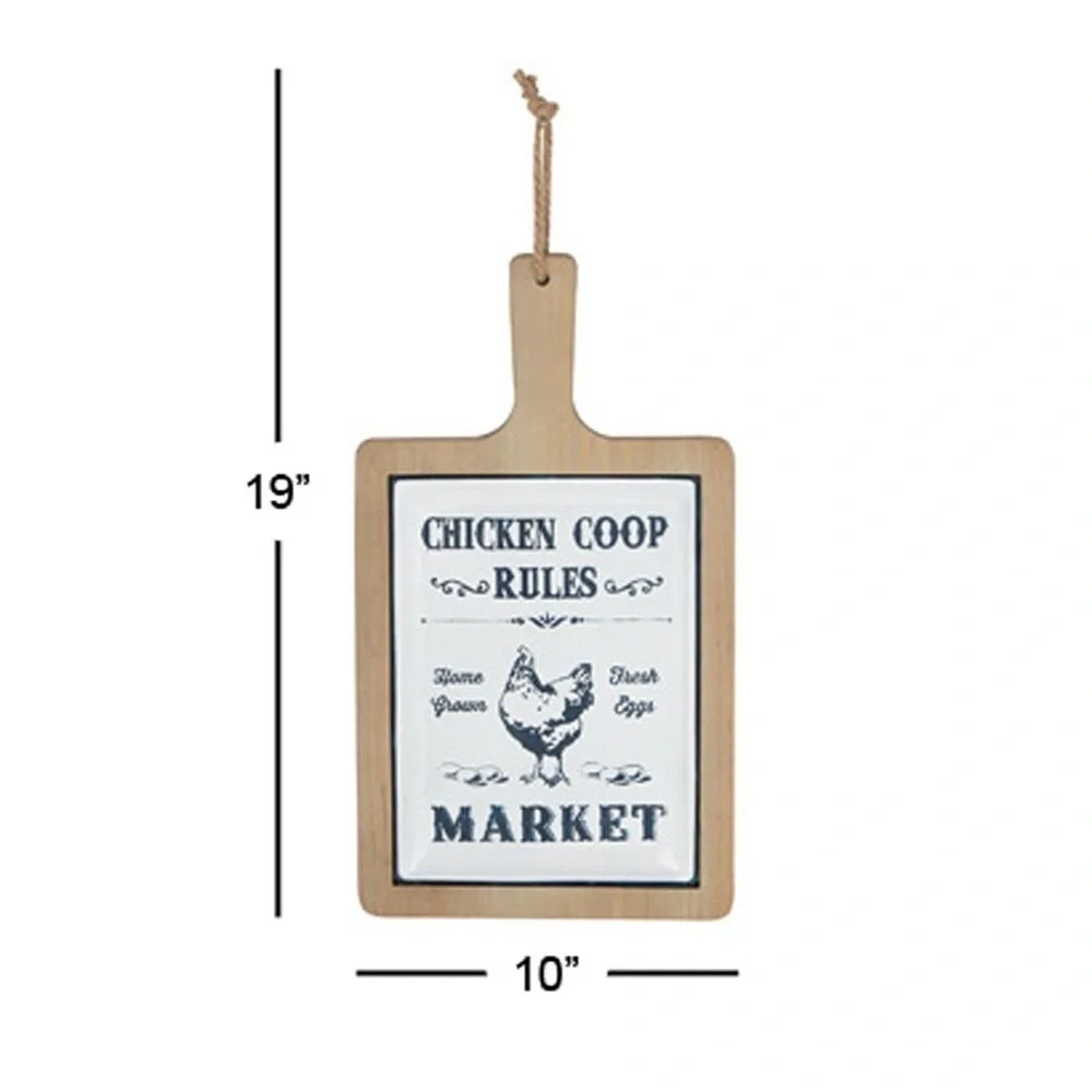 Unbranded Chicken Coop Rules‎ Wall Sign 19x10 Brown Farmhouse Kitchen Decor New